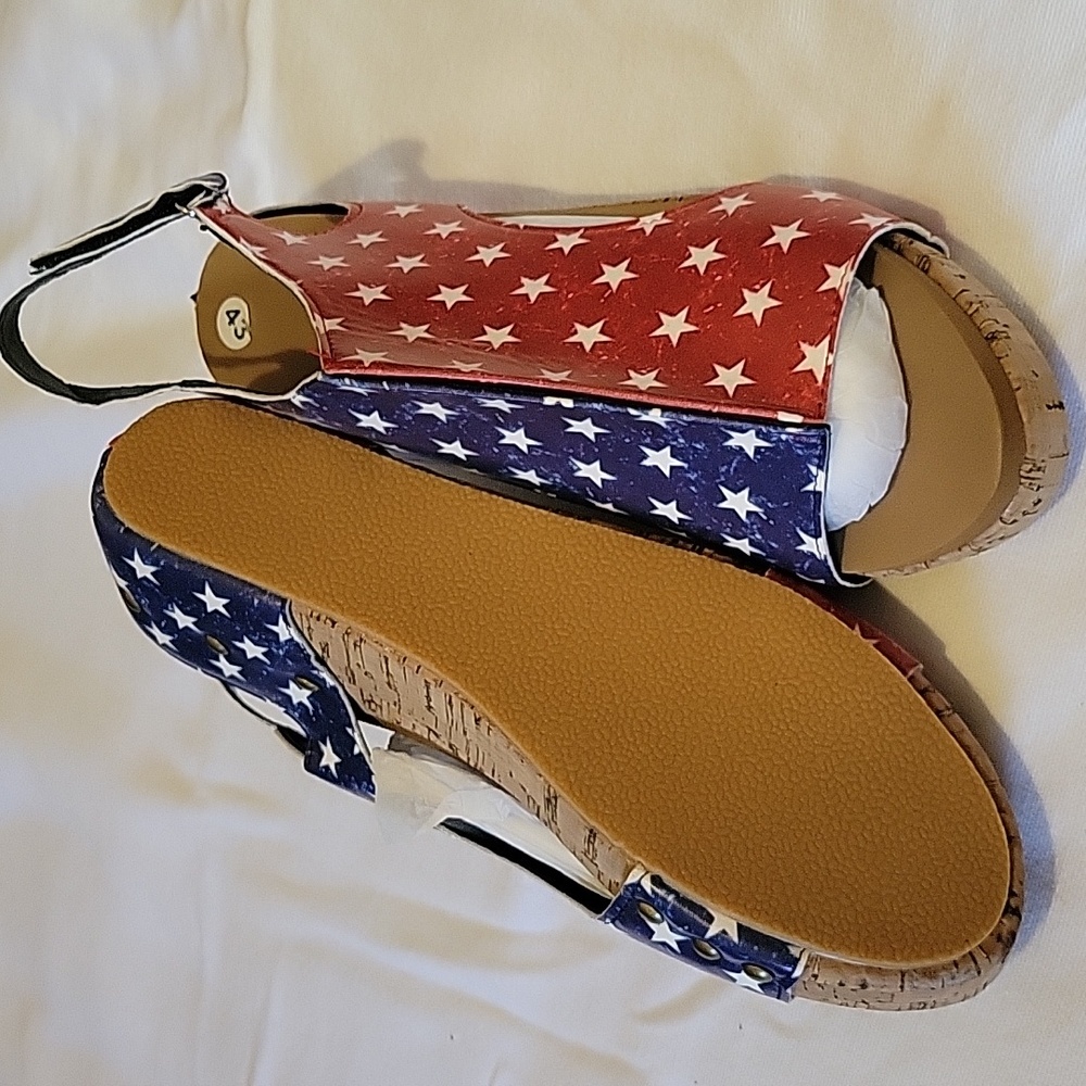 Patriotic Cork Heeled Wedges - Picture 5 of 7